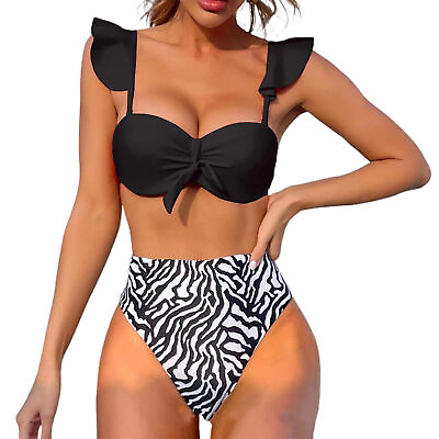 #ad 2pcs set Swimwear Push Up Padded Wire Free Women Bikini Adult $15.93