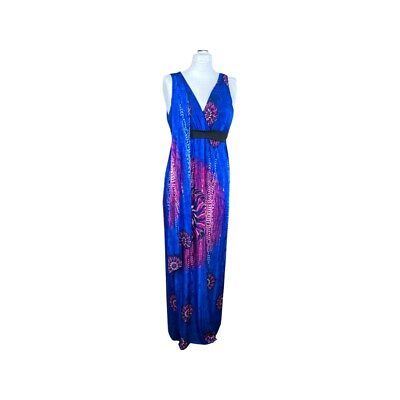#ad Maxi Dress Cover Up Size M Long Slit Blue Purple $25.20