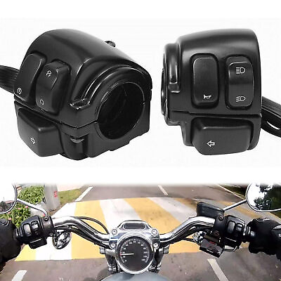 #ad ✨Black 1quot; Motorcycle Handlebar Control Switches w Wiring Harness Kit For Harley $31.82