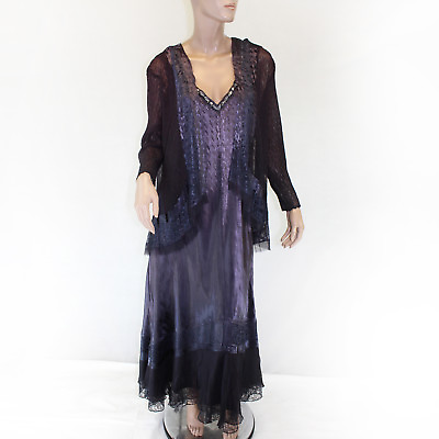 Komarov Woman Nordstrom Plus Beaded Purple Pleated Gown Wrap Set 3X $319.99