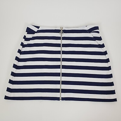 #ad Women#x27;s Zara Trafaluc Collection Mini Skirt Blue White Stripe Size Small Pockets $15.20