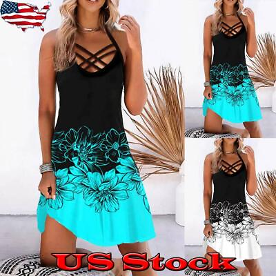 #ad PLUS SIZE Womens Floral Cami Dress Ladies Summer Holiday Beach Mini Sundress US $14.43