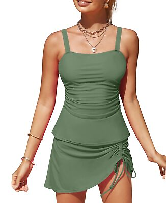 #ad DUWMCON Tankini Swimsuits for Women Tummy Control with Skirt Two Piece Bathin... $48.92