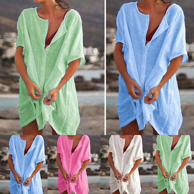 #ad New Women Summer Swimwear Beachwear Bikini Beach Shirt Cover Up Dress Tunic Tops $11.88