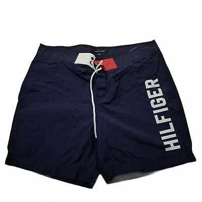 #ad Tommy Hilfiger Swim Trunks Board Shorts Pockets Navy L $34.98
