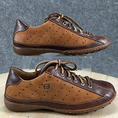 Born Shoes Womens 8 M Hawkeye Oxford Lace Up Flats Bowling W0578 Brown Leather $23.99