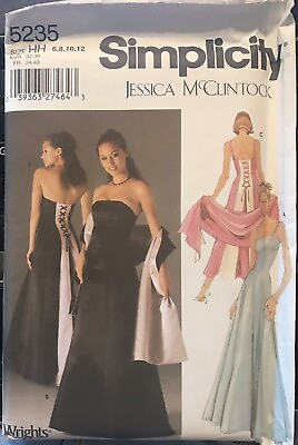 Simplicity Jess McClintock pattern 5235 Misses Petite Evening Dress sz 6 12 new $3.12