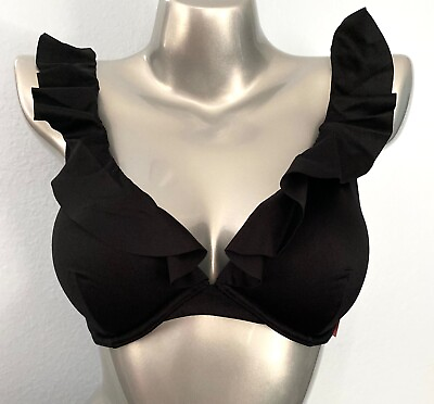 #ad #ad Victorias Secret Bikini Top Nwt Solid Black Ruffled Underwire Swim Bikini Top $29.99