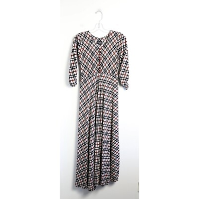 #ad Modest maxi dress plaid check long boho bohemian outfit Victorian retro cottage $25.00