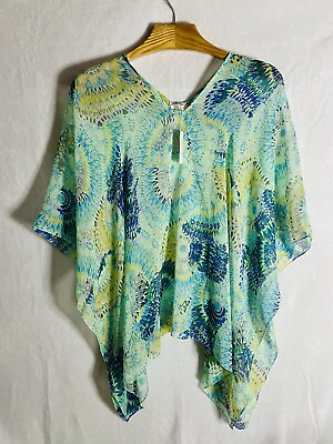 NEW with Tag C Beach Cover up Swimsuit Cover Up Pullover Turquoise One Size $16.88