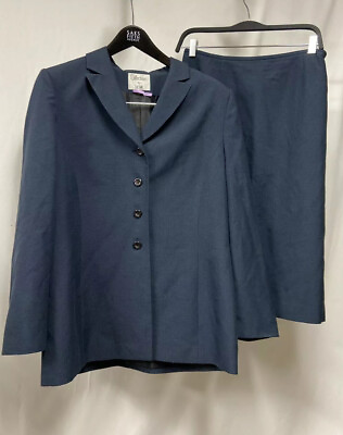 #ad LE SUIT Skirt Suit Size 14 Two Piece Set 34X25 Power Suit Navy Blue Executive $40.99