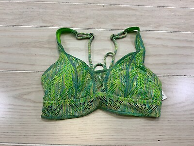 #ad BECCA by Rebecca Virtue Crochet Bikini Top Women’s Size M Lime NEW MSRP $78 $19.99