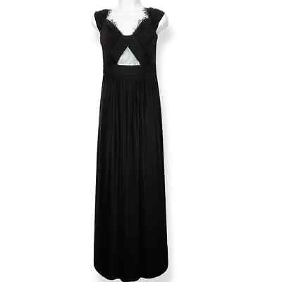 #ad NWT Asos Women#x27;s Black Long Maxi Dress Gown Cap Sleeve Cutout Size 4 $59.99
