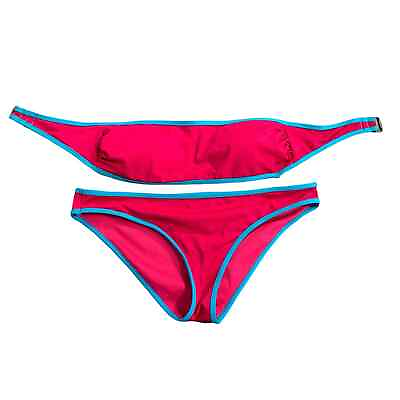 #ad Y2K Victorias Secret Strapless Bandeau Bikini Set Top Sz S P CH Bottom Sz M $28.00