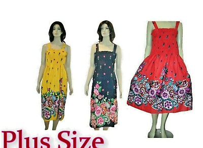 Plus Size Women#x27;s Sundress Beachwear Floral Print Smock S M L 1X 2X 3X 4X $15.98