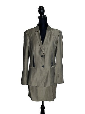 #ad Hugo Boss Women’s 8 Tan Jadina Wool Viscose 2 Piece Mini Skirt Suit w Blazer $96.76