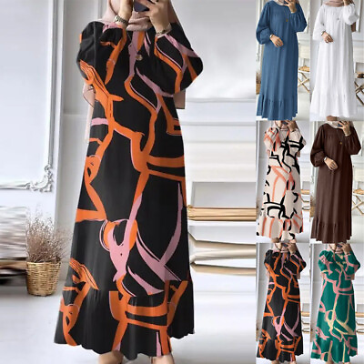 #ad Abaya Muslim Women Long Maxi Dress Fashion Kaftan Dubai Gown Islamic Caftan Robe $18.64