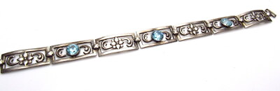 #ad #ad Vintage Sterling Silver Blue Topaz Bracelet 40#x27;s Retro $129.99