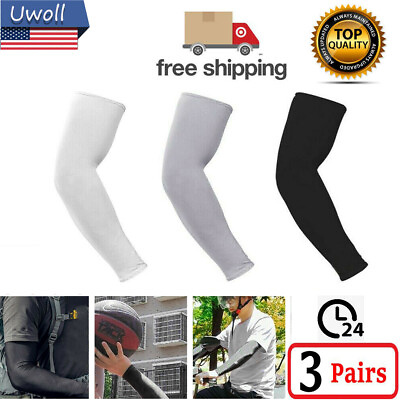 3 5 Pairs Cooling Arm Sleeves Cover UV Sun Protection Outdoor Basketball Sport $2.61