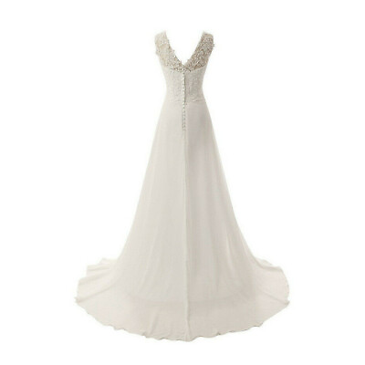 Long Flowy Chiffon Wedding Dresses Plus Size Beach Bridal Gown Custom Made $60.00