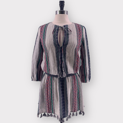 #ad Alice Olivia Womens Nance Blouson Dress Multicolor Striped Lined Mini Boho 4 $54.99