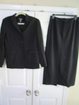#ad Grace Essentials Womens 2 Piece Jacket Skirt Sz 6 Black Suit $42.99