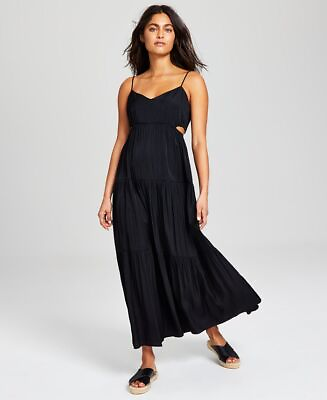 #ad And Now This BLACK Women#x27;s Side Cutout Tiered Maxi Dress XLarge $19.99