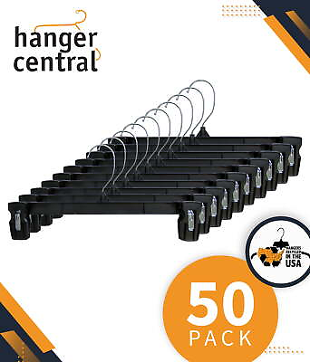 #ad 50 Pack Hanger Plastic Pants amp; Skirt Hangers with Padded Pinch Clips 10 in $20.72