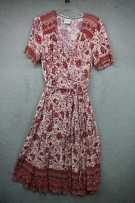 #ad Knox Rose Gauzy Floral Maxi Boho Dress Medium Prairie Pockets Hippie Soft $24.95