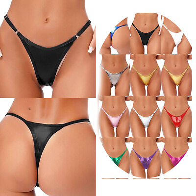 Women#x27;s Glossy Micro Thong G String Bikini Bottom Swim Thongs Underwear Swimwear $8.27