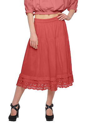 #ad Moomaya Solid Skirts For Women Knee Length Cotton Flared Girls Skirt EFo AU $44.99