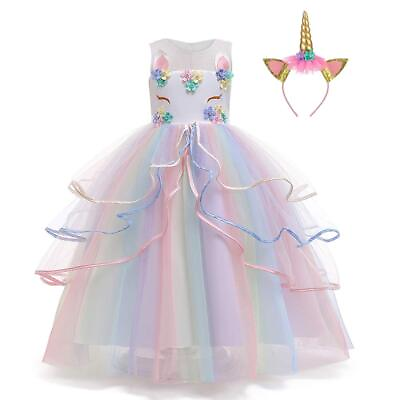 #ad LZH Unicorn Dress For Girls Party Princess Costume Cosplay Wedding Gown Birth... $26.91