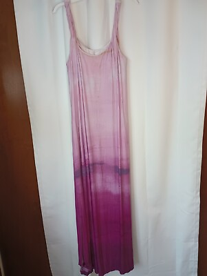 #ad Soma Wknd Maxi Dress Large Built In Bra Purple Tie Dye Lounge Jersey Knit $31.90