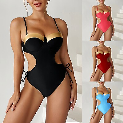 Girls Bikini Size 12 Ladies Summer Solid Color Fashion Stamping Piece High Waist $22.88