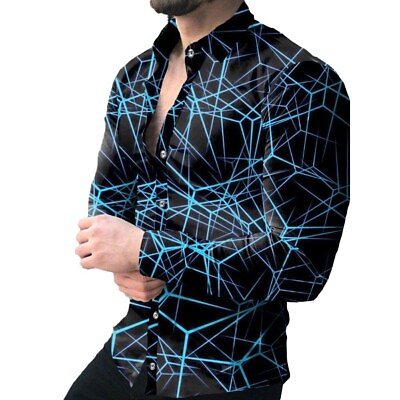 #ad Fashionable Baroque Pattern Men#x27;s Long Sleeve Button Down Party Dress Shirts $30.34
