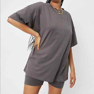 Nasty Gal Oversized T Shirt Organic Dress Charcoal Gray One Size NWT $30.00