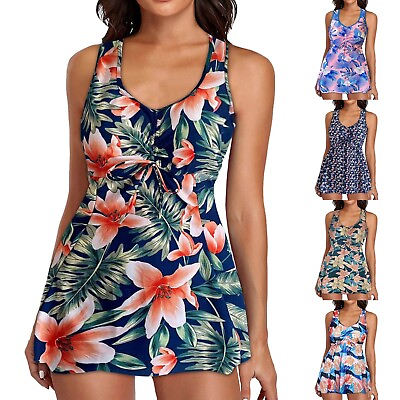 #ad Tankini Swimsuits For Women Plus Size 1 Piece Stretch Loose Summer Holiday Wear $13.99