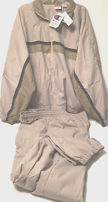#ad #ad CHAMPION Vintage Sears Full Zip Jacket Pants Khaki Stone Activewear Set XL New $16.38