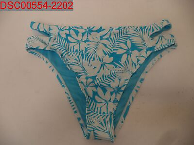 #ad NWOT Tiny Stain VYB Women#x27;s Blue Floral High Waisted Bikini Bottoms Size L $22.50