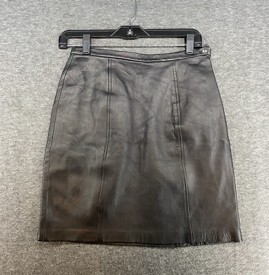 Inc International Concepts Black Leather Skirt Women’s Soze 6P Petite Lined $11.88