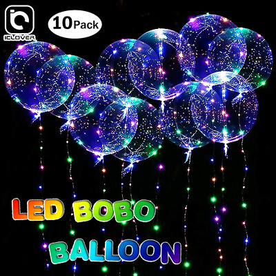 #ad 10 Pcs LED Light Up Bobo Balloons 20 Inch Graduation Birthday Wedding Decoration $11.99