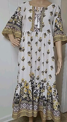 #ad NWT Suzanne Betro Floral Maxi Dress Plus 1X $24.95