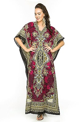 Pink Boho Ethnic Caftan Chic Kaftan Cocktail Women#x27;s Maxi Long Dress Plus Size $10.59