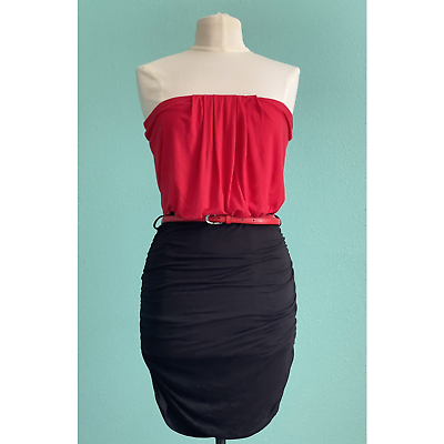 #ad Timing Strapless Cocktail Dress Large Red Black Party Dress $15.00