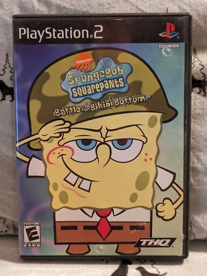 #ad Spongebob Battle For Bikini Bottom Playstation 2 PS2 Game Works Tested Complete $18.99