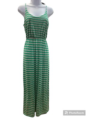 #ad Espresso Maxi Dress Striped Long Womens Size L Sleeveless Sexy $9.00