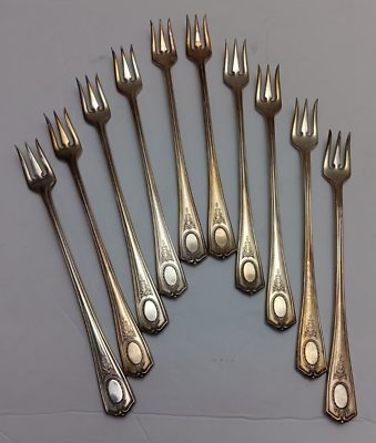 #ad Community Silver TRIPLE PLUS Cocktail Seafood Olive Forks Set of 10 Silver Plate $49.99