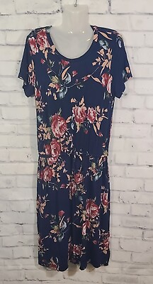 #ad New Navy Floral Maxi Dress Lrg $18.00