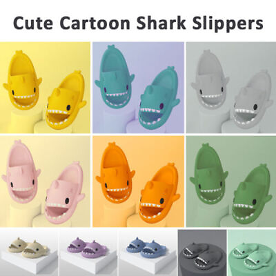 Cute Cartoon Shark Slippers Couple Slide Sandal Non slip Shower Beach Pool Shoes $14.99