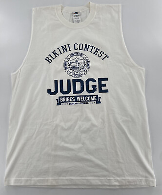 #ad VINTAGE 2005 Universal Studios White Shirt Tank Top Bikini Contest Judge Size XL $24.47